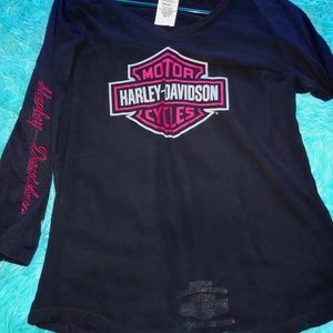 Glacier Harley Davidson Womens Blouse Black Sheer Embroidered Kalispell Montana